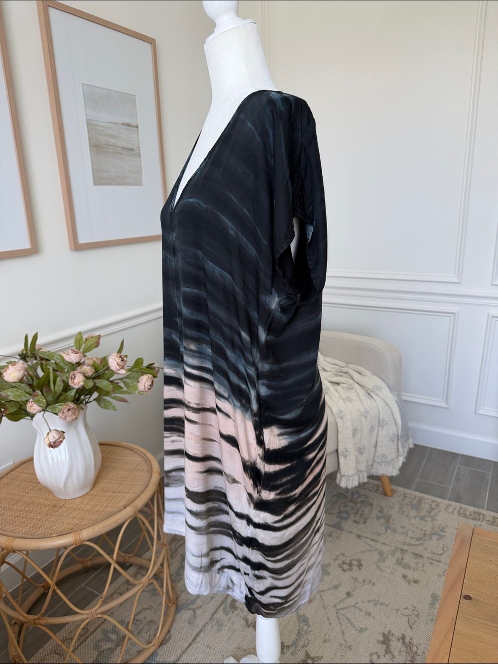 River + Sky Brooklyn Dress Hand Dyed EcoVero Resortwear Coastal Boho M - Picture 7 of 13